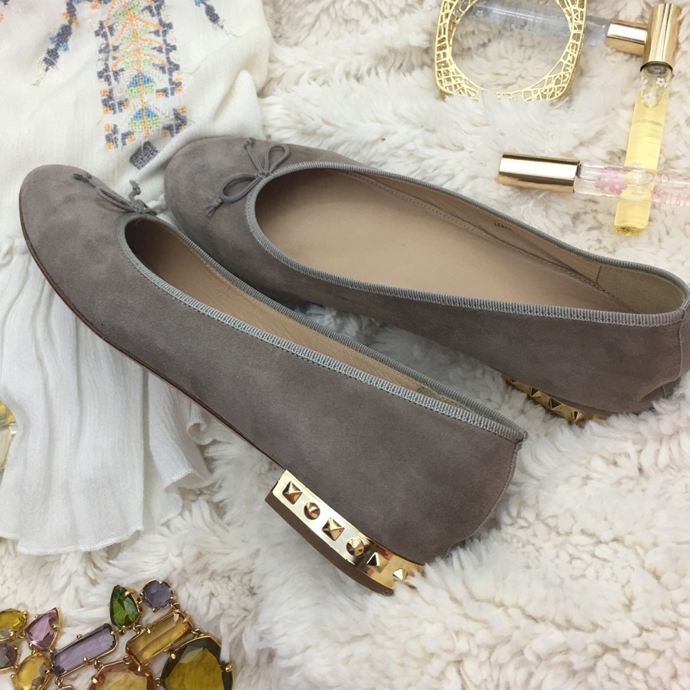 J. Crew Suede Spikey Flats in grey